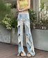 Wave cut denim pants